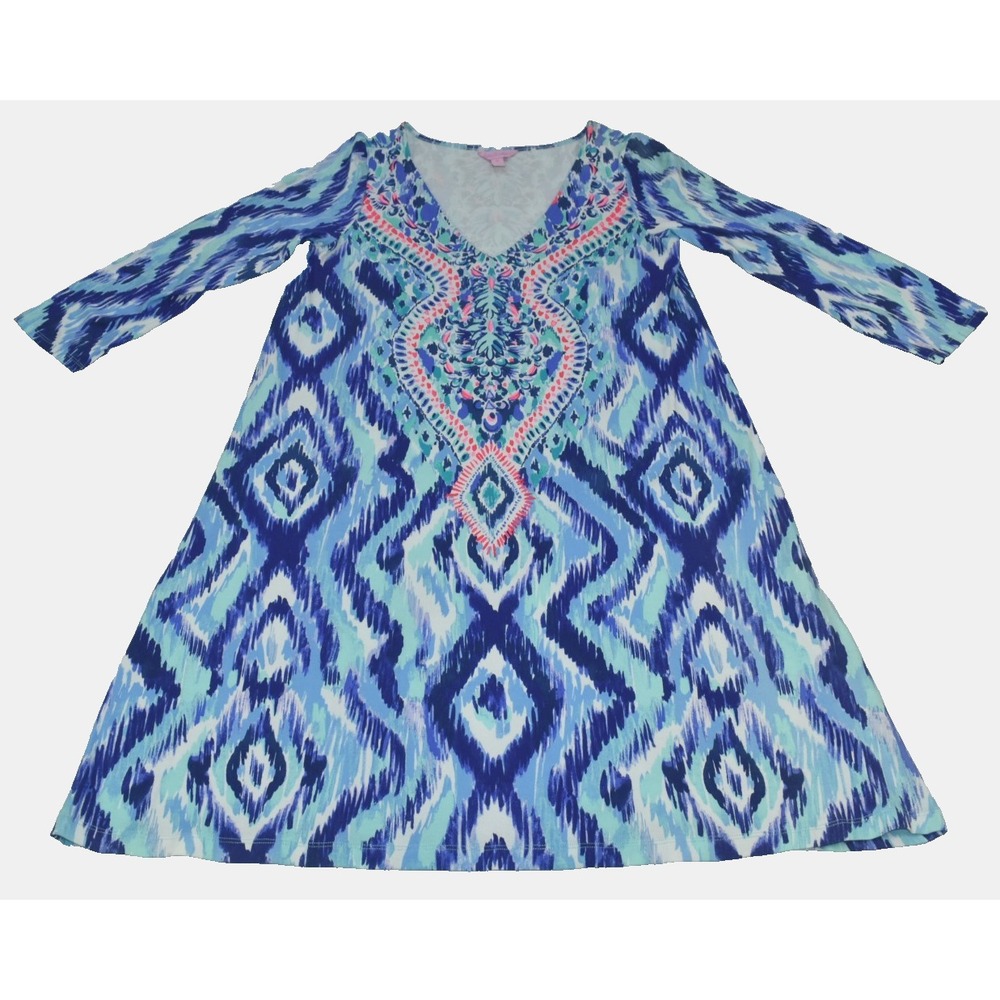Lilly Pulitzer Ophelia Women Swing Dress Size M Blue Swish Skipped A Beach Tropi